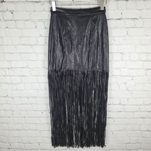 DIVIDED H&M | faux/ vegan leather fringe pencil skirt